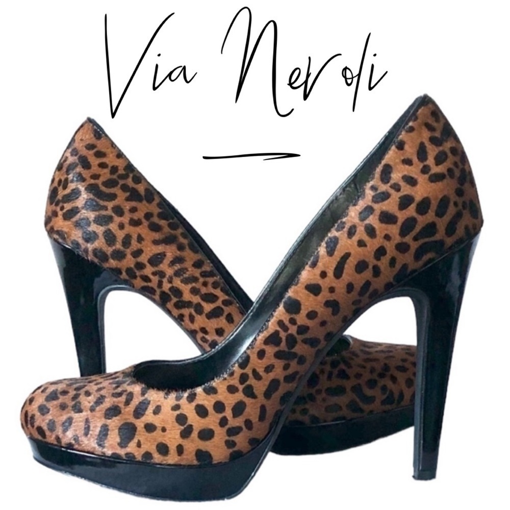 Via Neroli Mthaute Calf Hair Cheetah Leather Pump Heels Size 7